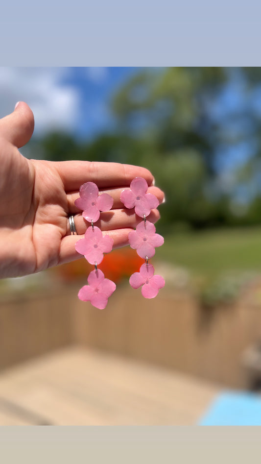 Pink Hydrangea Stud Backs