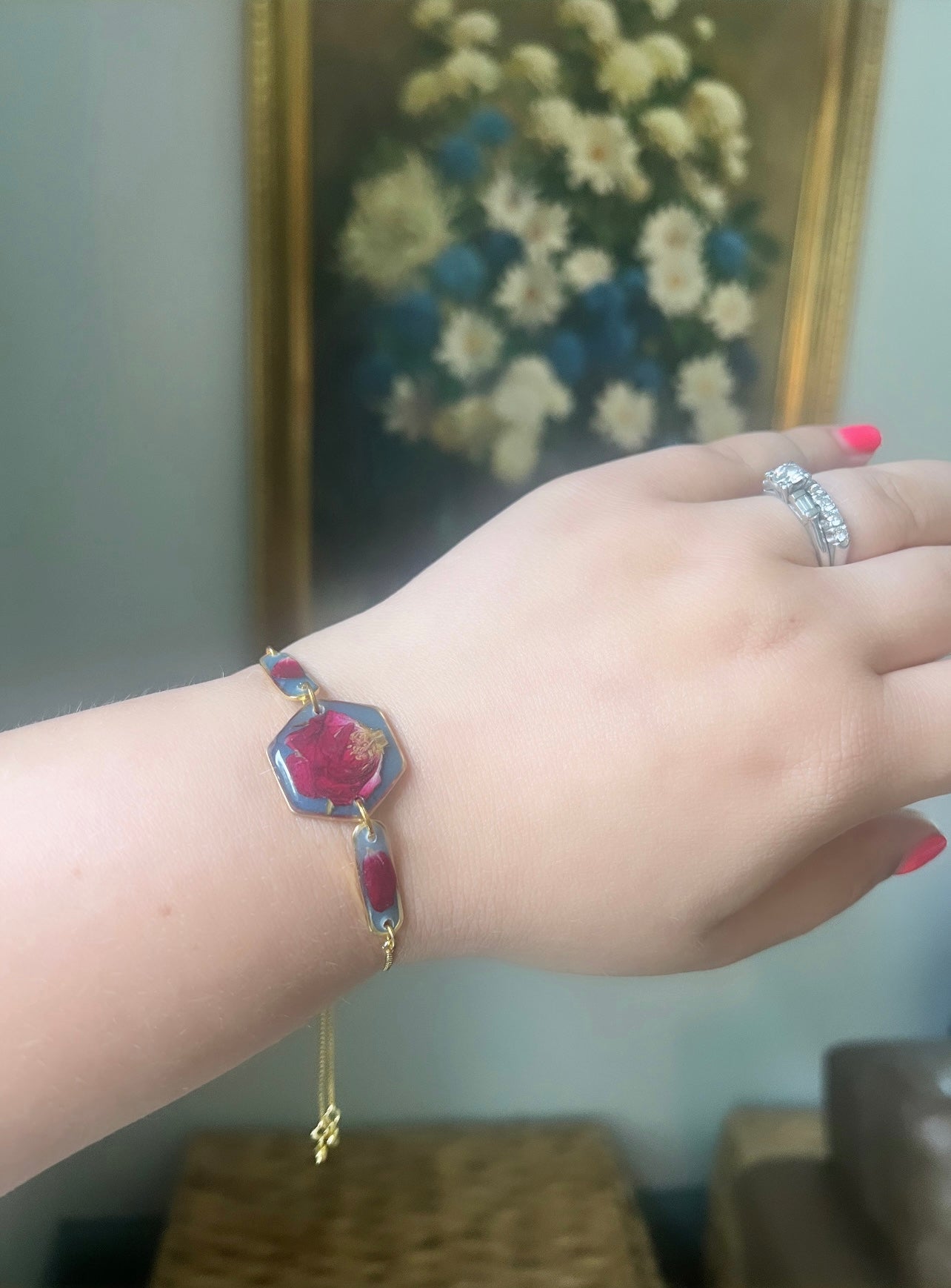 Blue Adjustable Bracelet| Rose