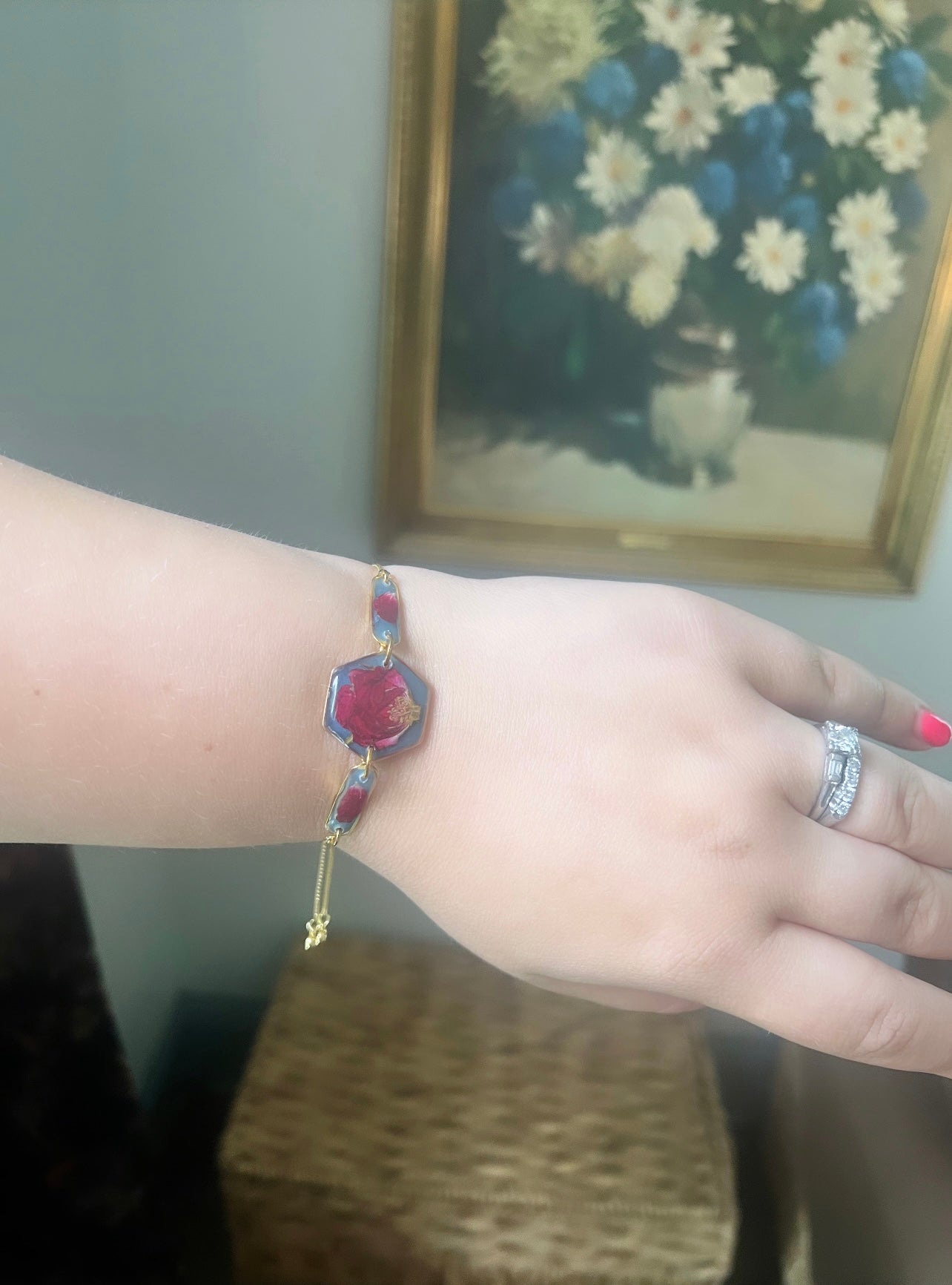 Blue Adjustable Bracelet| Rose