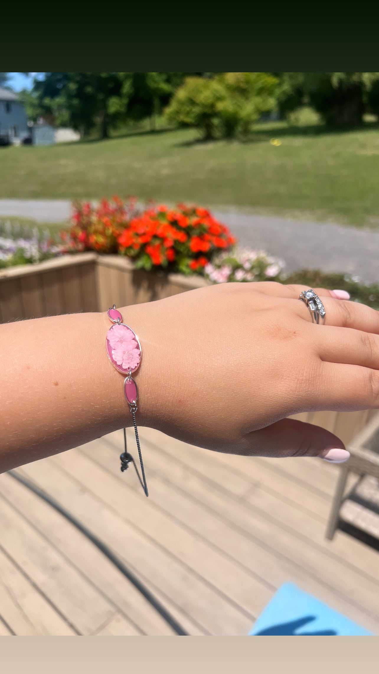 Pink Adjustable Bracelet| Tiny Pink Daisies