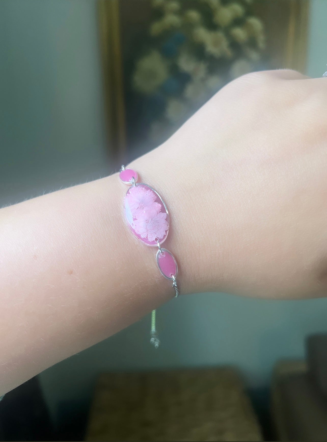 Pink Adjustable Bracelet| Tiny Pink Daisies